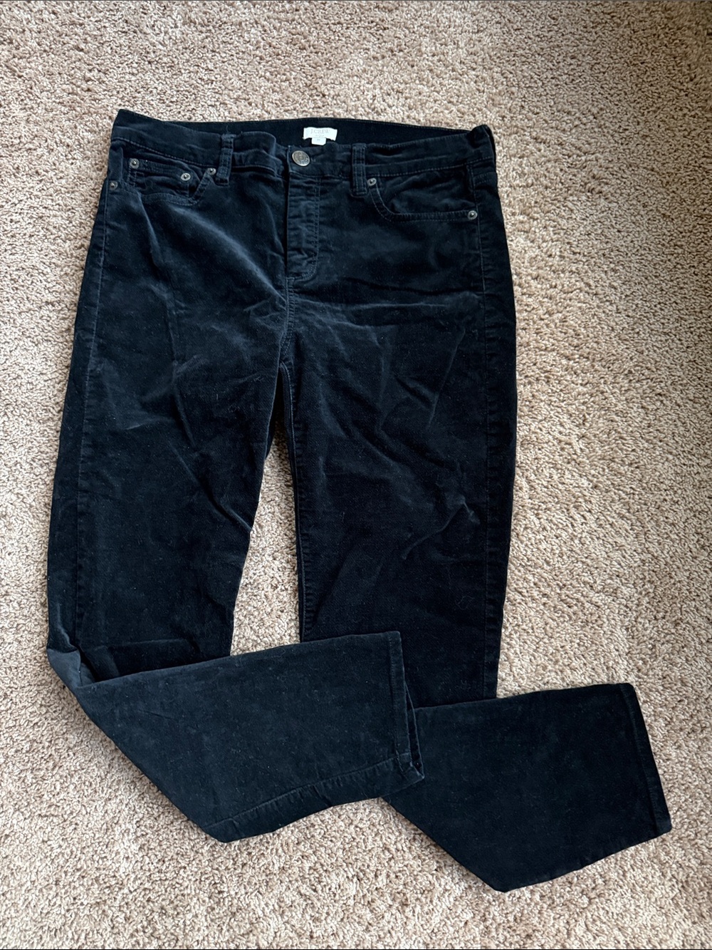 J. Crew Black Straight Velour Pants Size 30